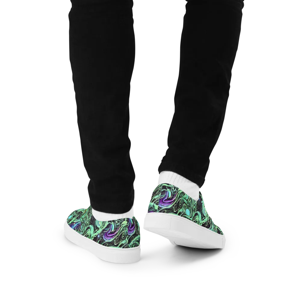 Mint Nebula on Men's Lace-Up Canvas Shoes — Back