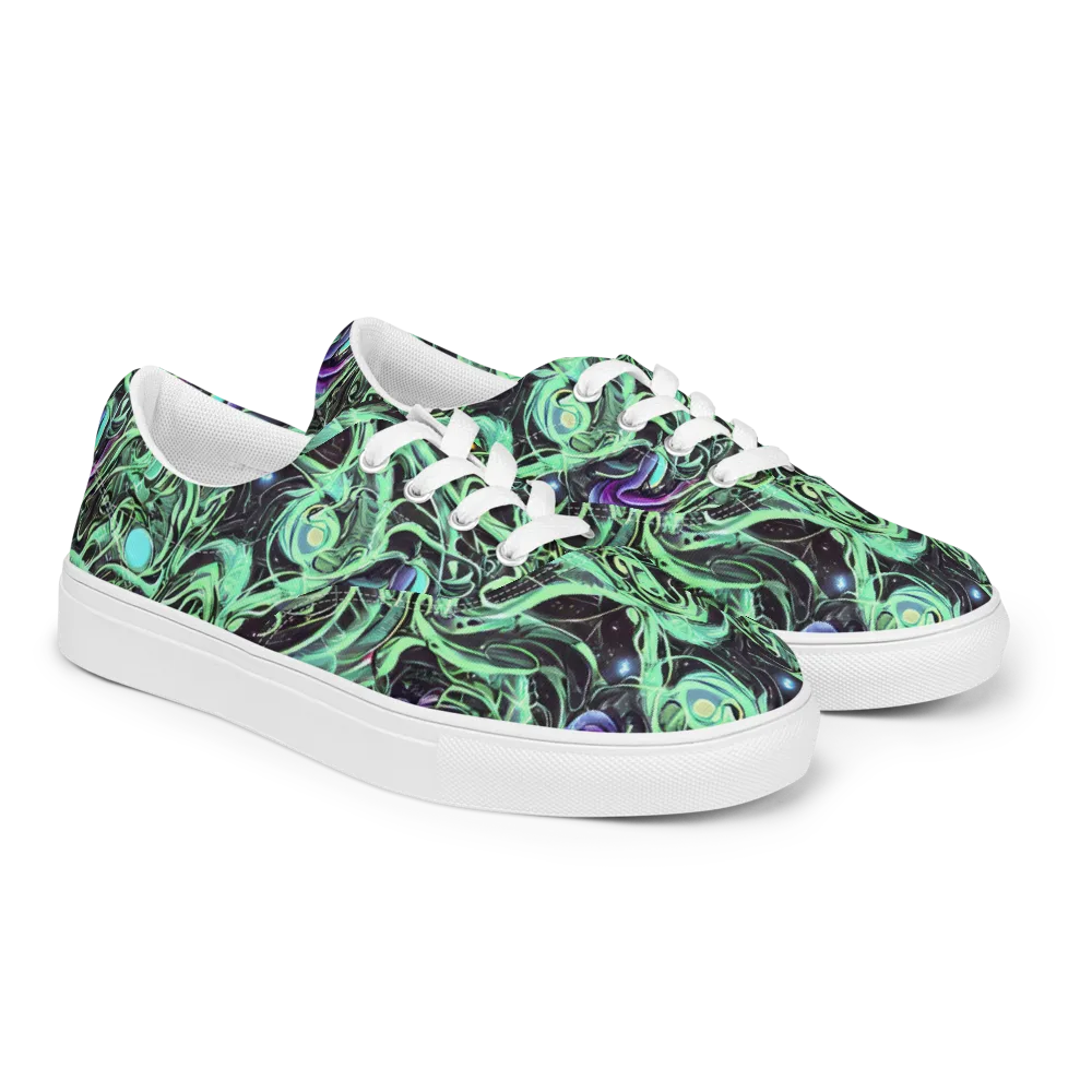 Mint Nebula on Men's Lace-Up Canvas Shoes — Right Front