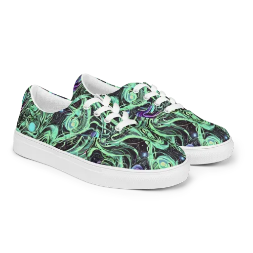 Mint Nebula on a Men's Lace-Up Canvas Shoes