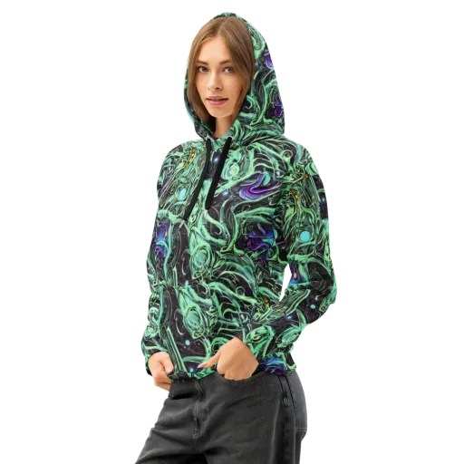 Mint Nebula on a Cotton Hoodie