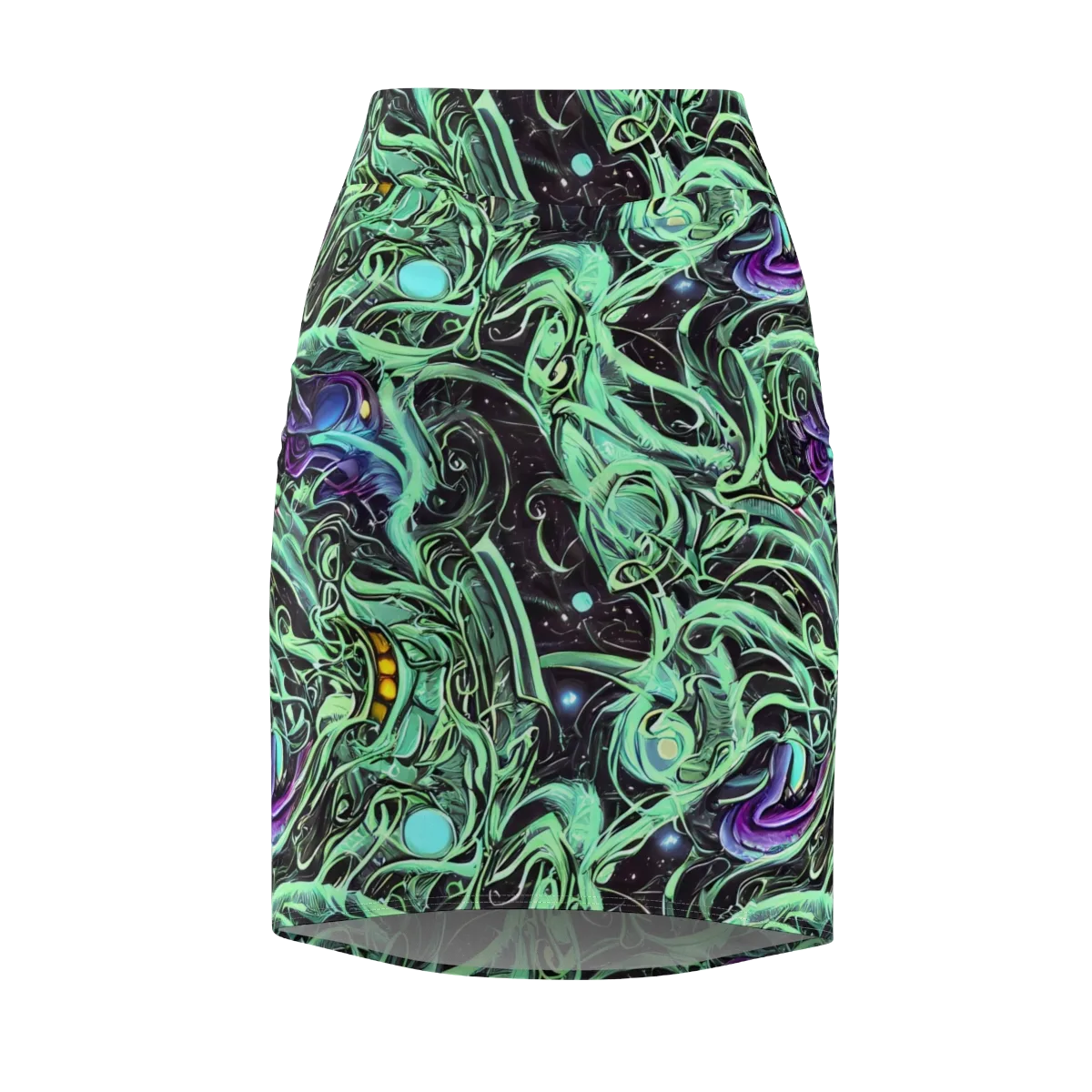 Mint Nebula on Pencil Skirt — Front