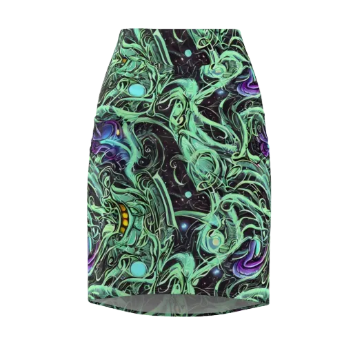 Mint Nebula on a Pencil Skirt