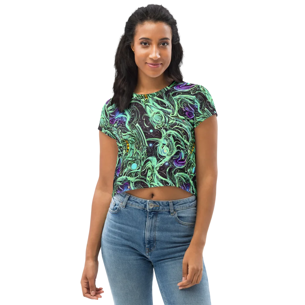 Mint Nebula on Crop Tee — Front