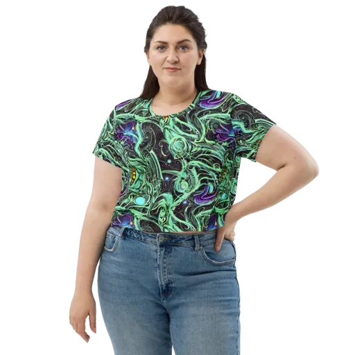 Mint Nebula on a Crop Tee