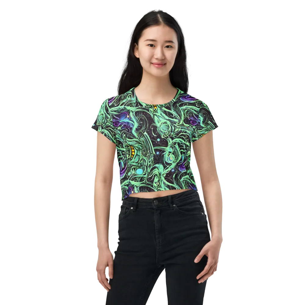 Mint Nebula on Crop Tee — Front