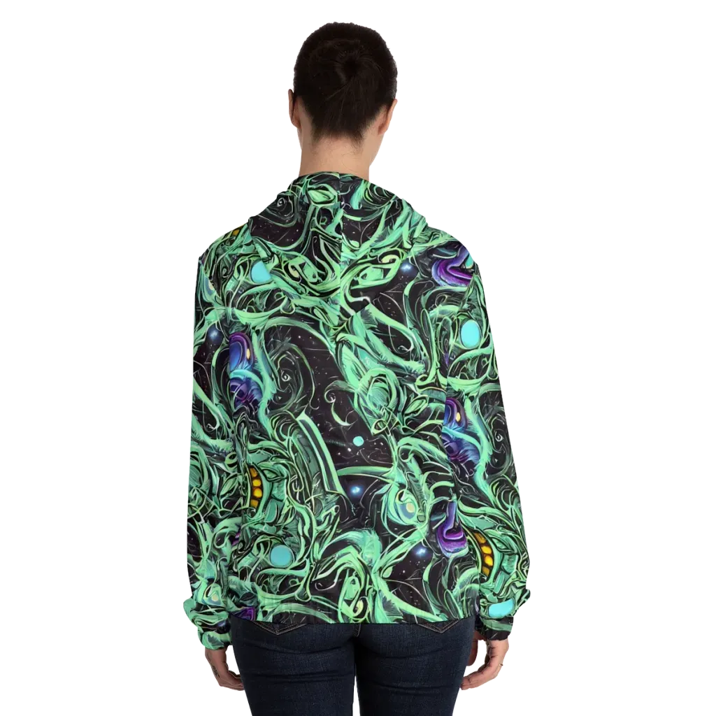 Mint Nebula on Women's Full-Zip Hoodie — Back On Person