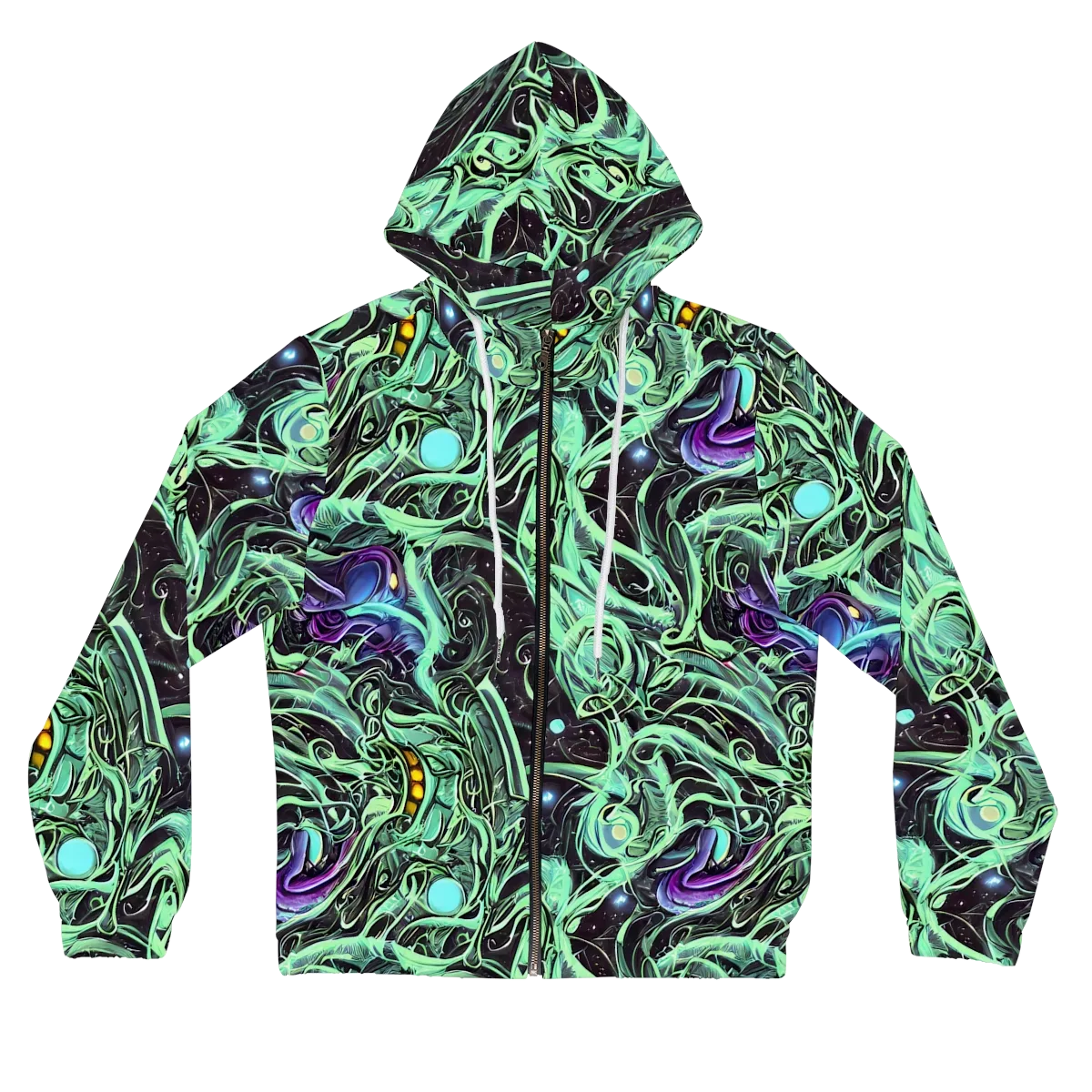 Mint Nebula on Women's Full-Zip Hoodie — Front