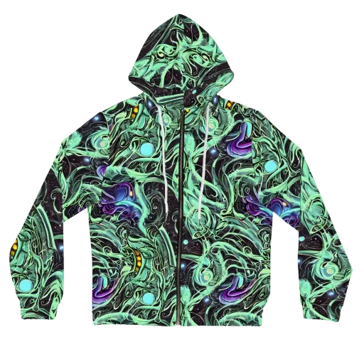 Mint Nebula on a Women's Full-Zip Hoodie