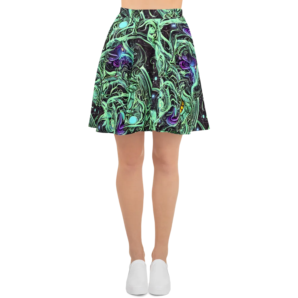 Mint Nebula on Skater Skirt — Front
