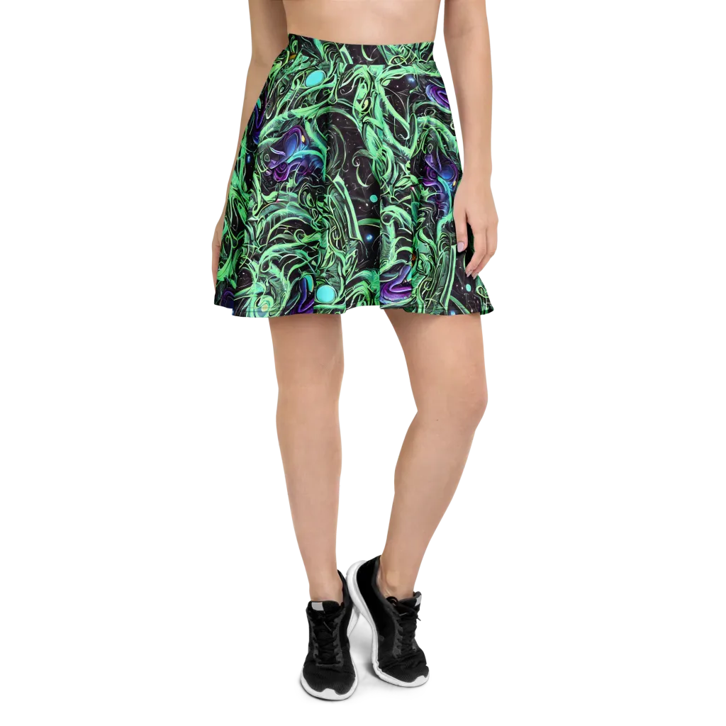Mint Nebula on Skater Skirt — Front