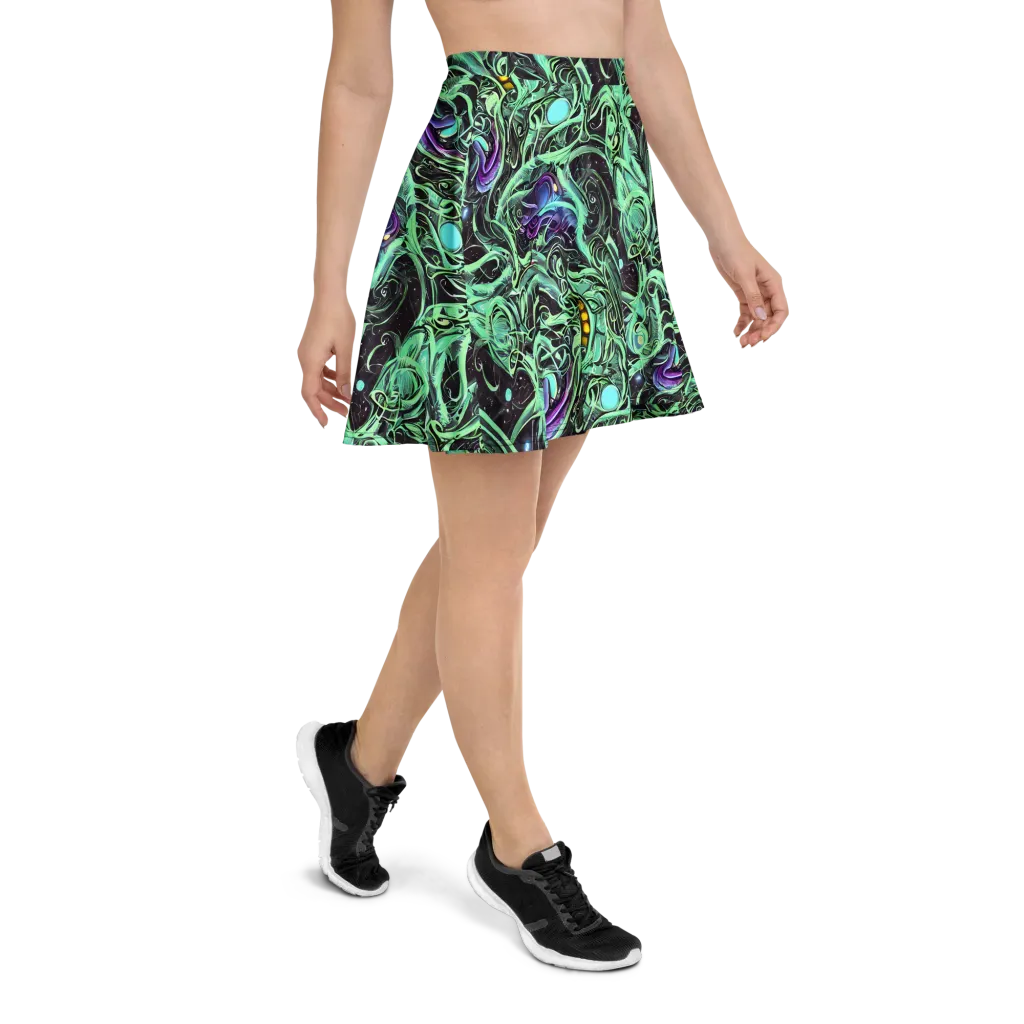 Mint Nebula on Skater Skirt — Right