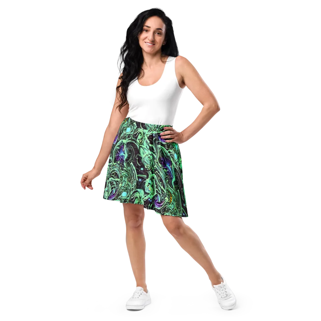 Mint Nebula on Skater Skirt — Front