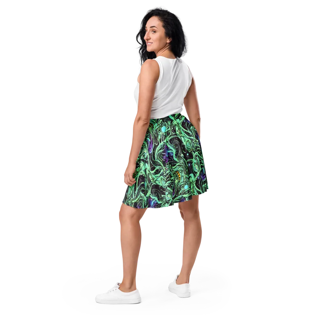 Mint Nebula on Skater Skirt — Back