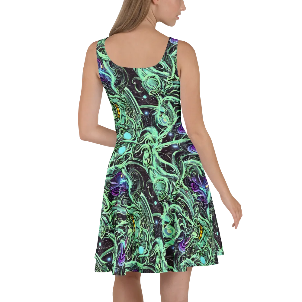 Mint Nebula on Skater Dress — Back