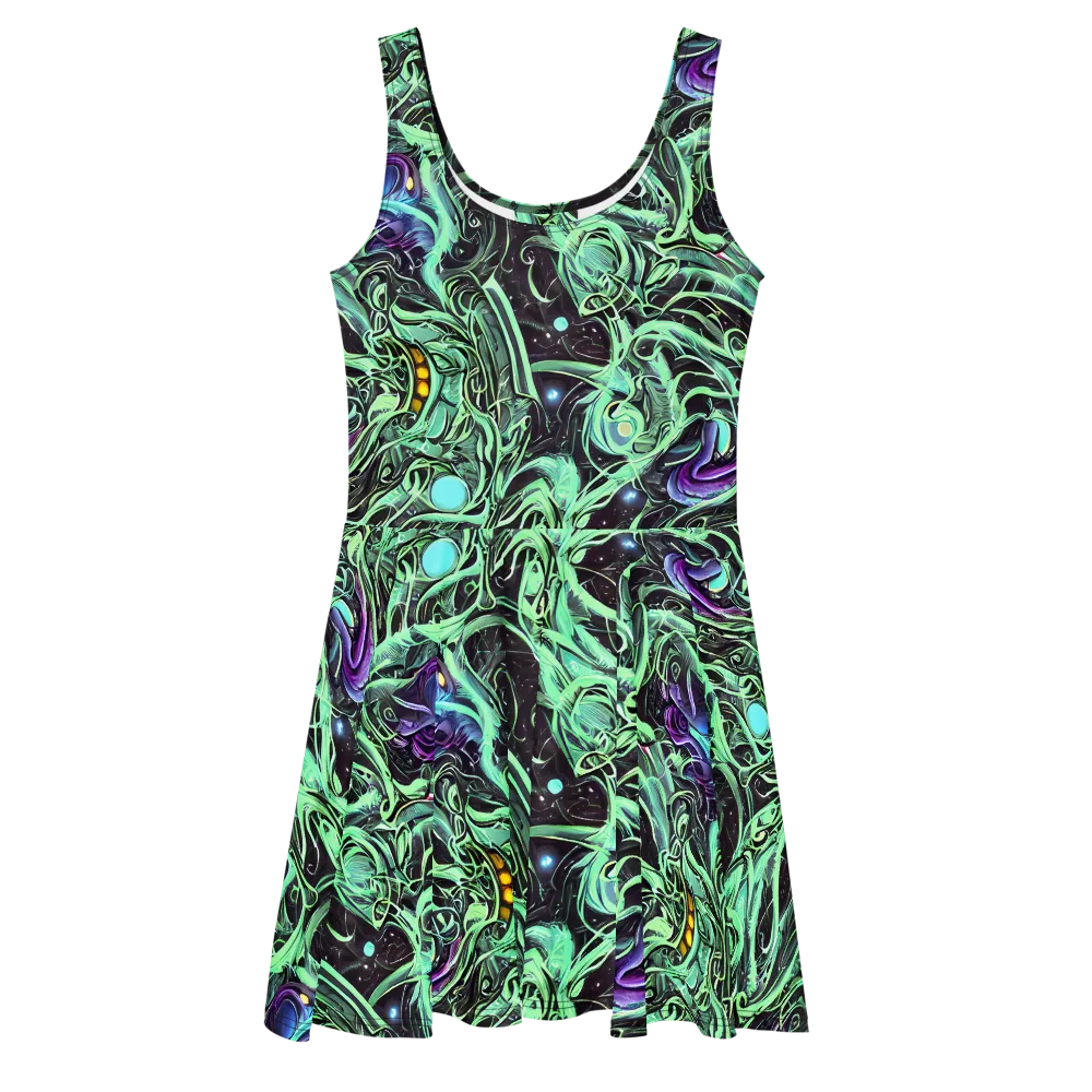 Mint Nebula on Skater Dress — Front