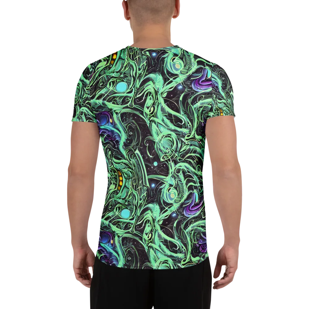Mint Nebula on Men's Athletic T-Shirt — Back