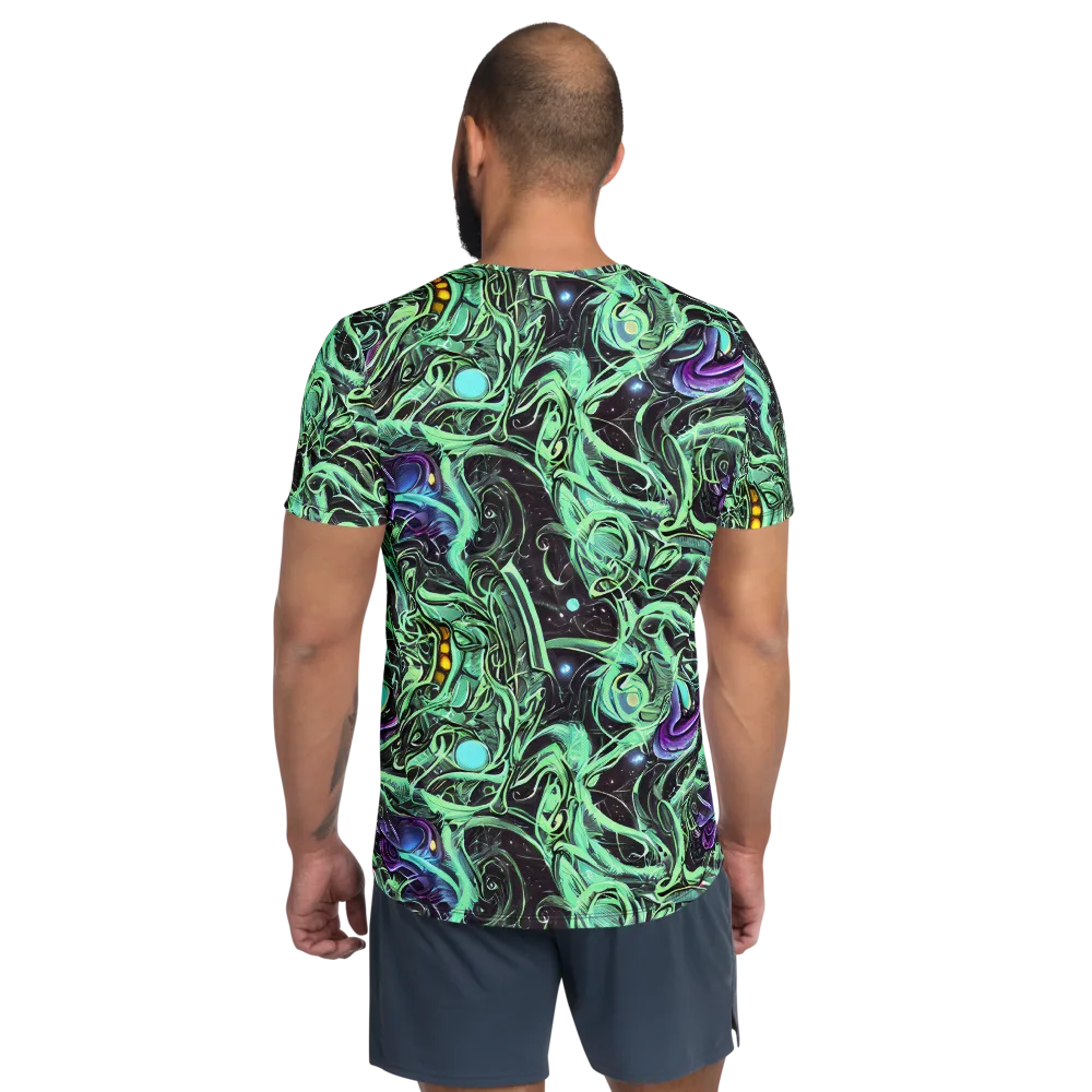 Mint Nebula on Men's Athletic T-Shirt — Back