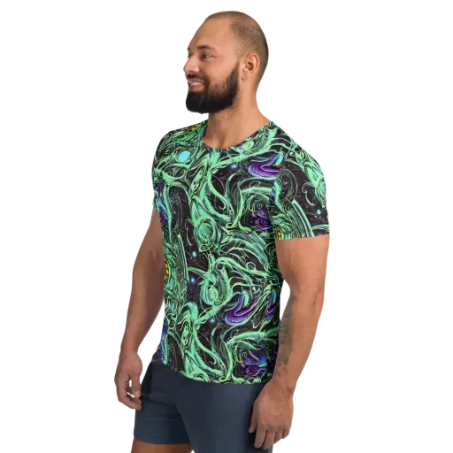 Mint Nebula on a Men's Athletic T-Shirt