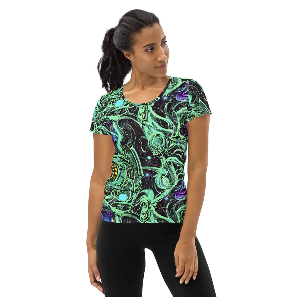 Mint Nebula on Women's Athletic T-Shirt — Front