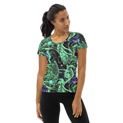 Mint Nebula on a Women's Athletic T-Shirt