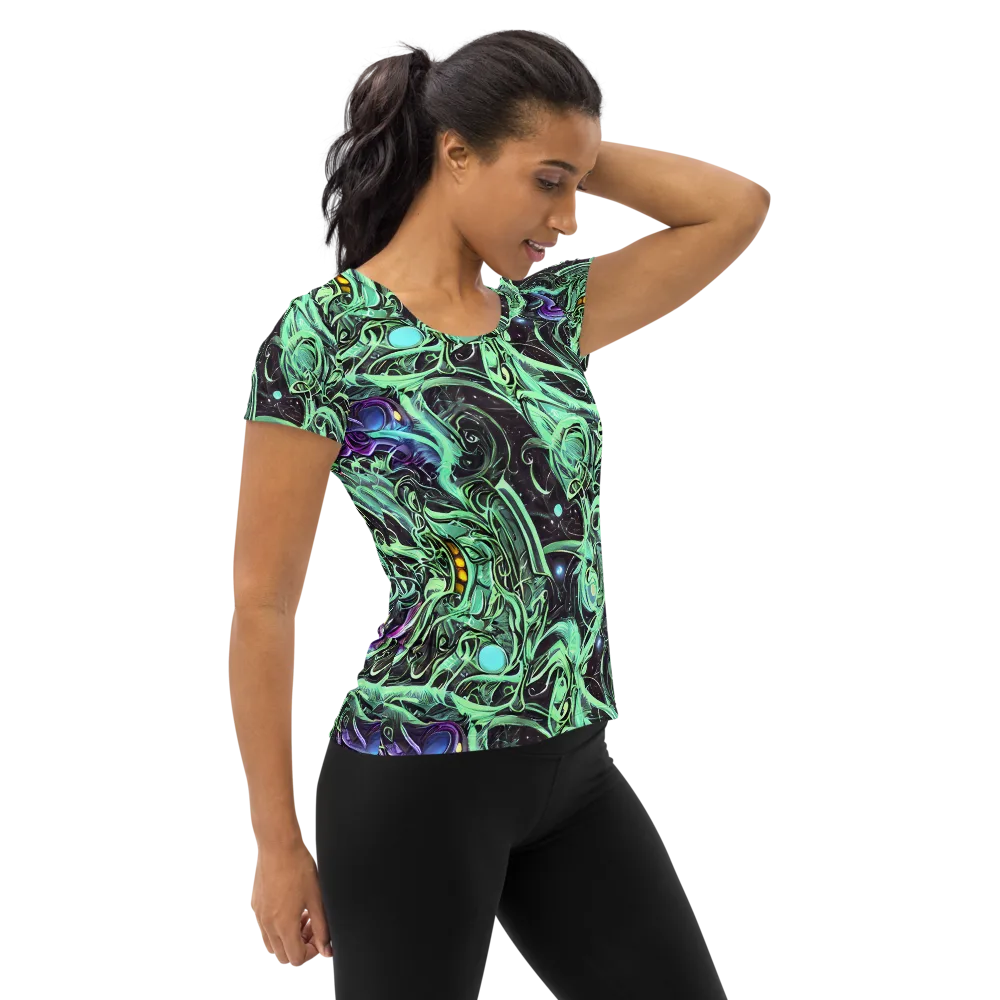 Mint Nebula on Women's Athletic T-Shirt — Right