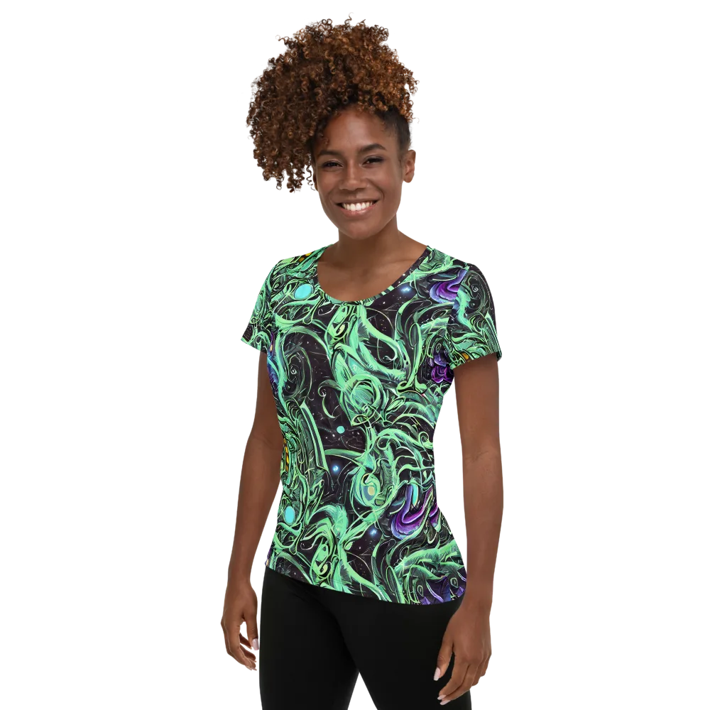 Mint Nebula on Women's Athletic T-Shirt — Left