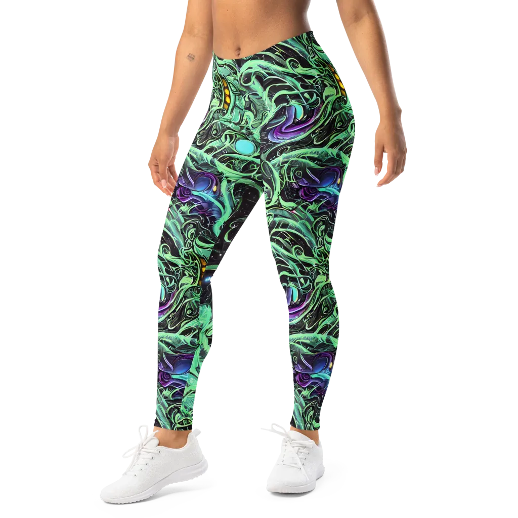 Mint Nebula on Leggings — Left Front