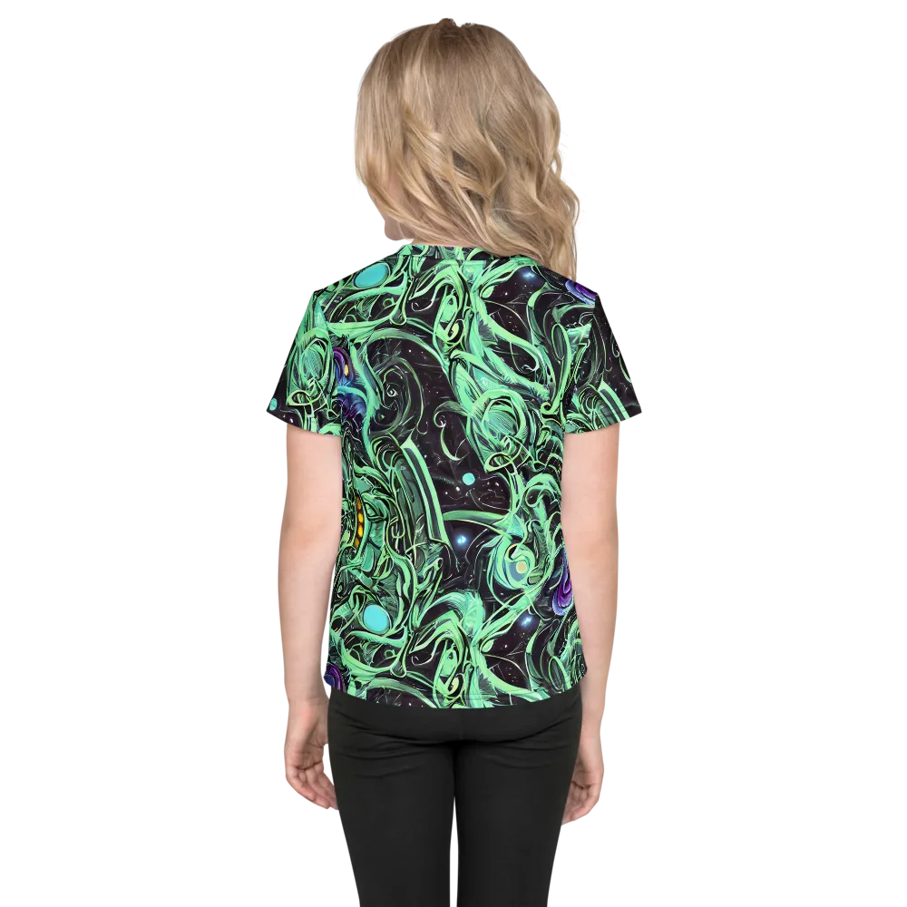 Mint Nebula on Kids Crew Neck T-Shirt — Back
