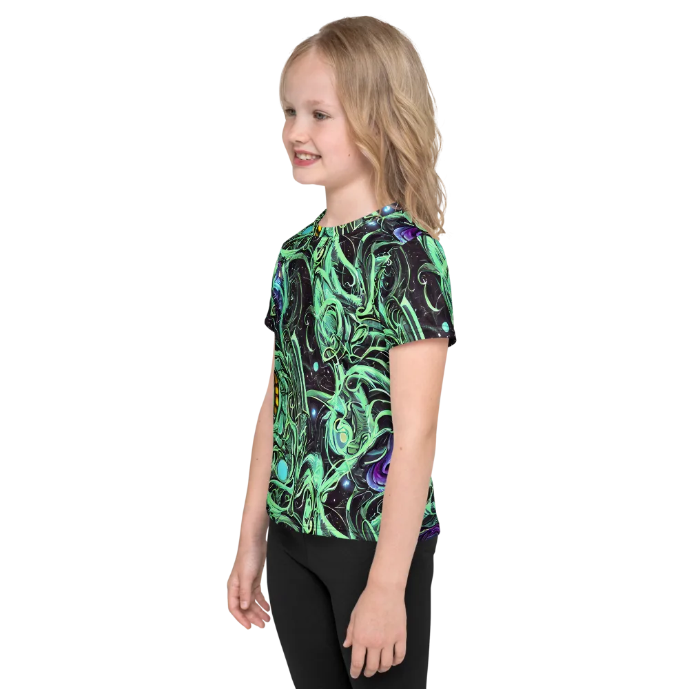 Mint Nebula on Kids Crew Neck T-Shirt — Left
