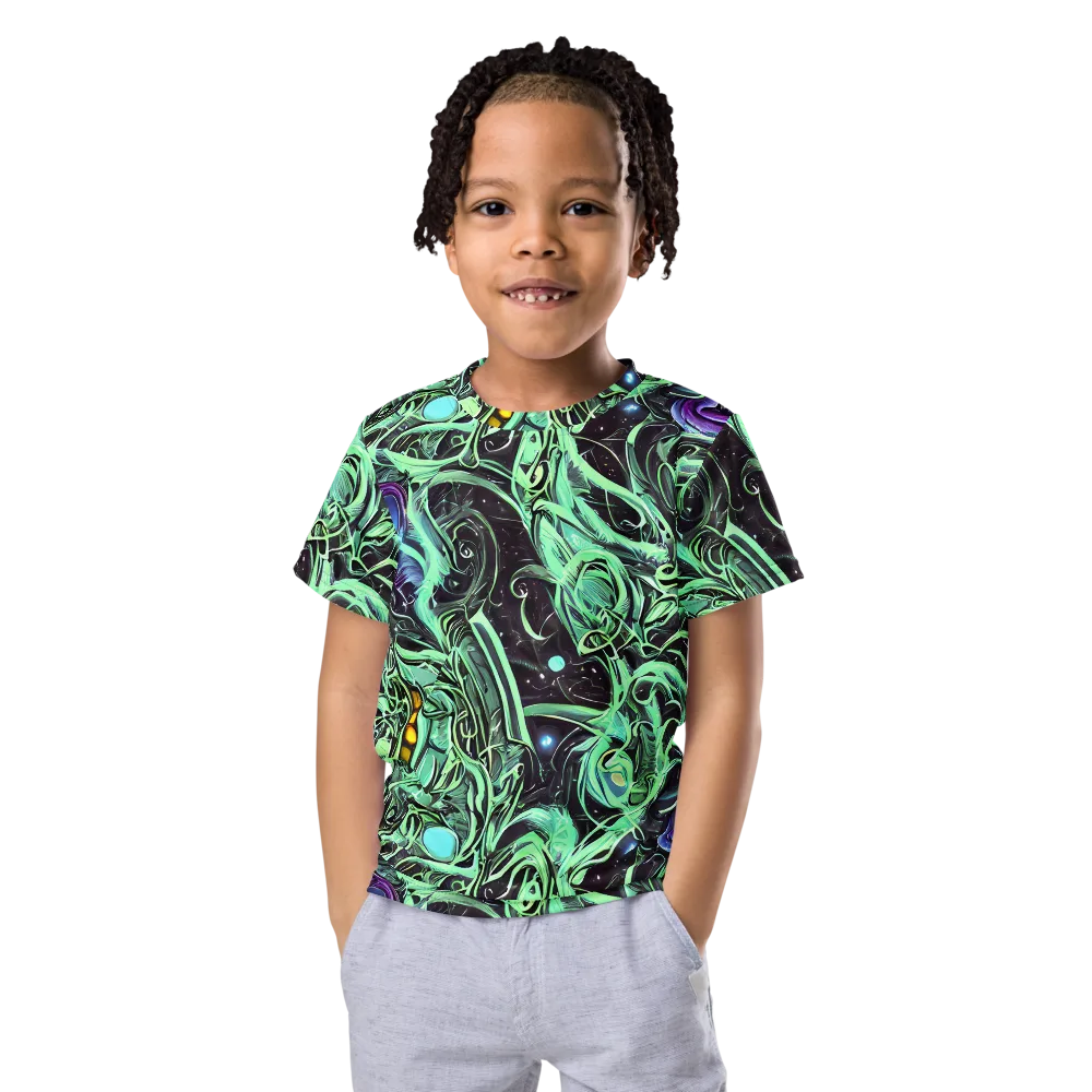 Mint Nebula on Kids Crew Neck T-Shirt — Front