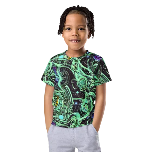 Mint Nebula on a Kids Crew Neck T-Shirt