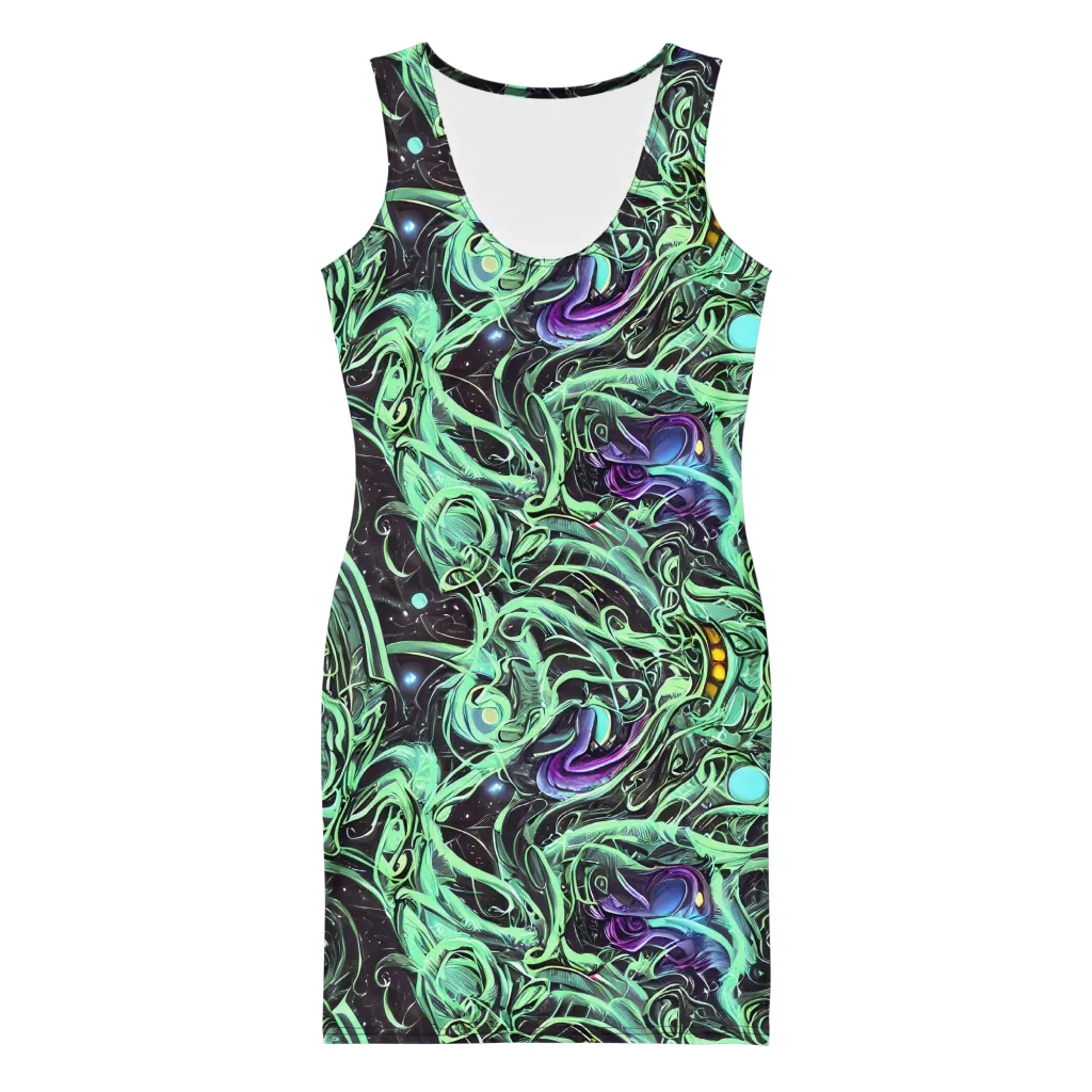 Mint Nebula on Bodycon Dress — Front