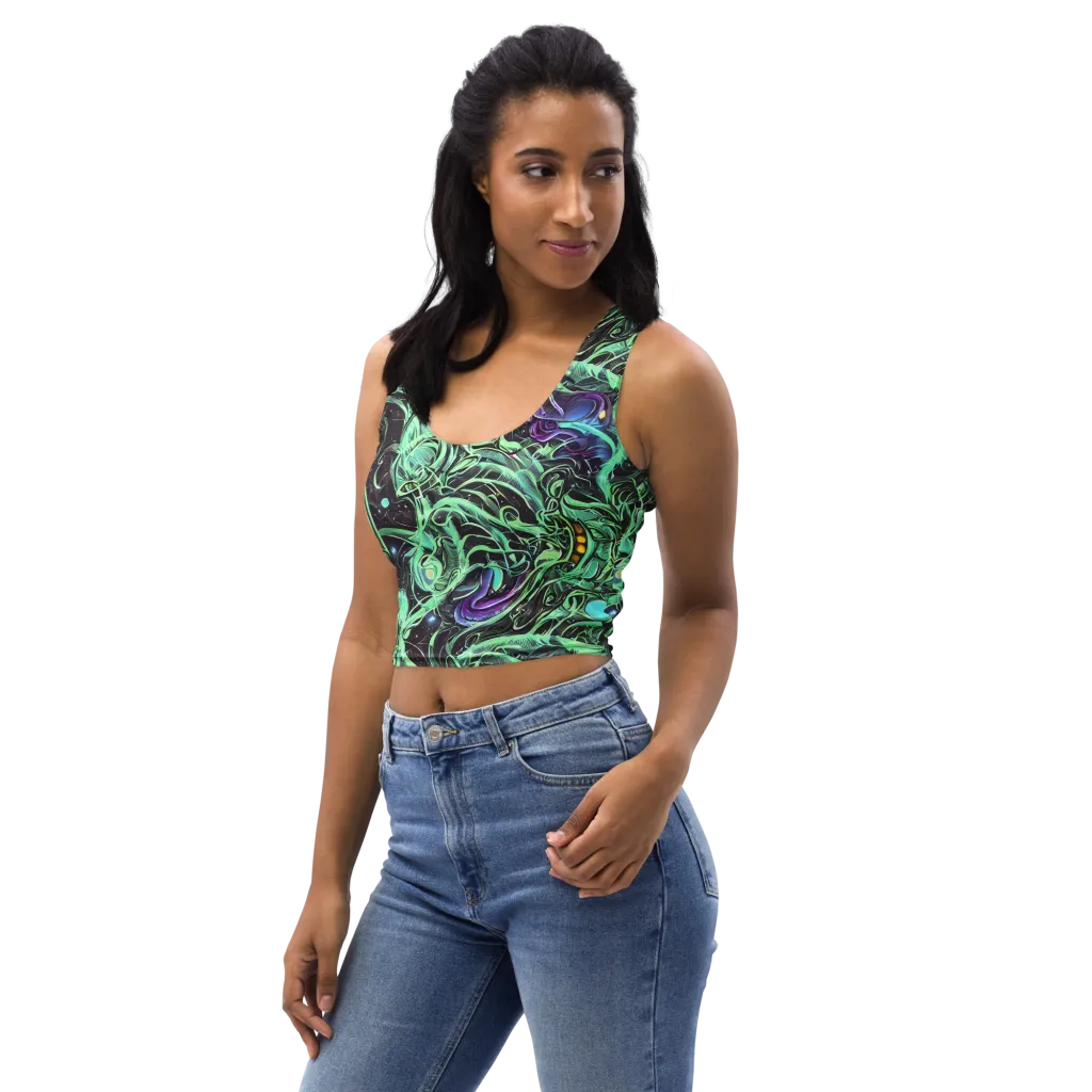 Mint Nebula on Crop Top — Left Front