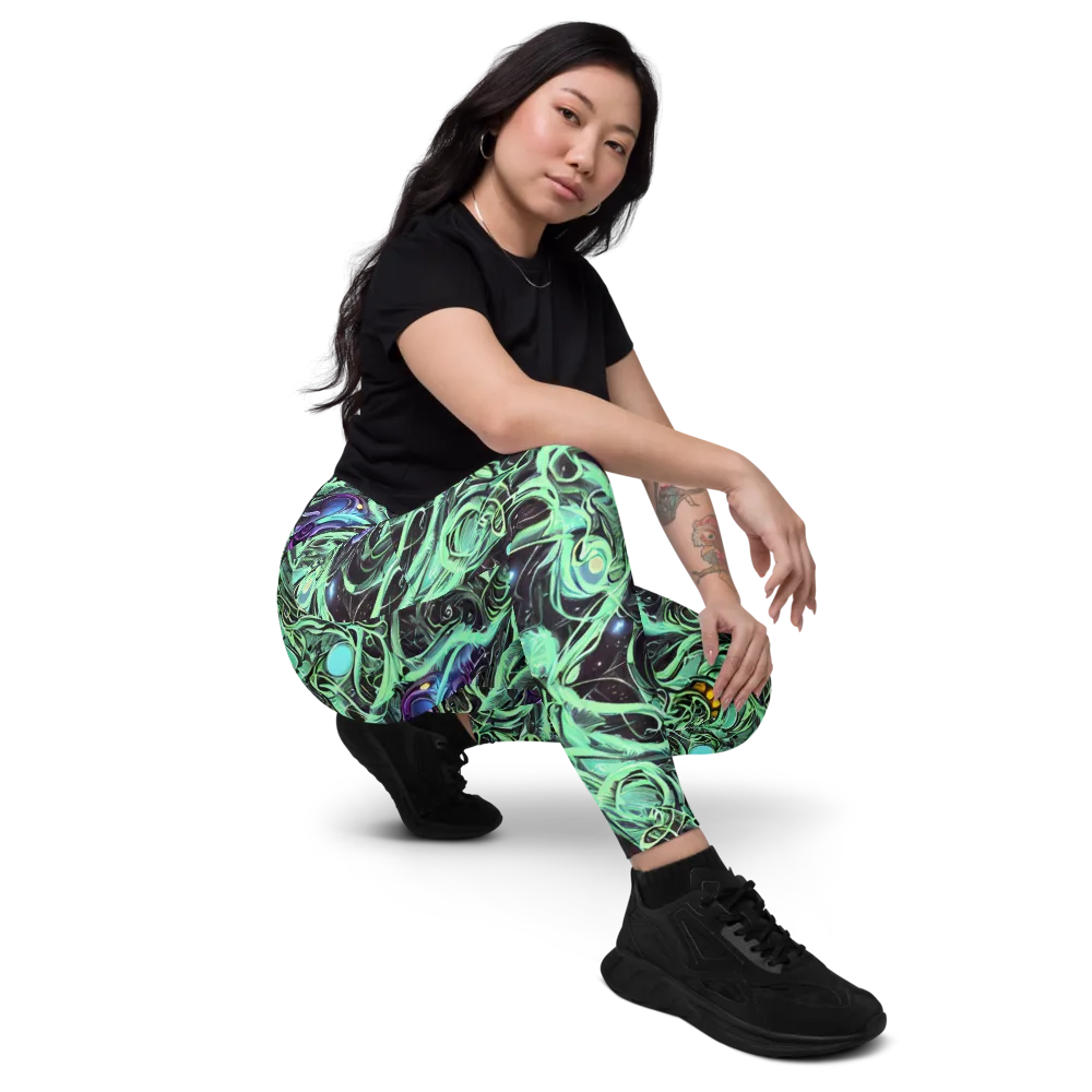 Mint Nebula on Leggings with Pockets — Right Front