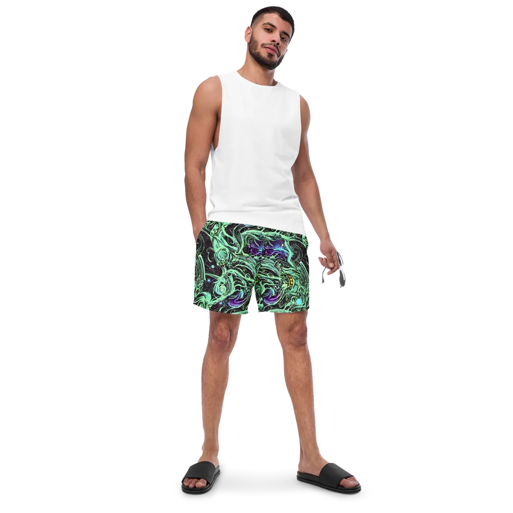 Mint Nebula on Swim Trunks — Front