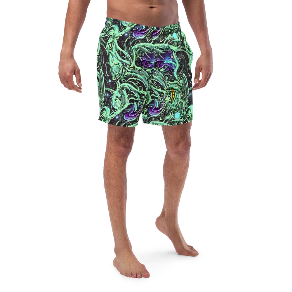 Mint Nebula on Swim Trunks — Front