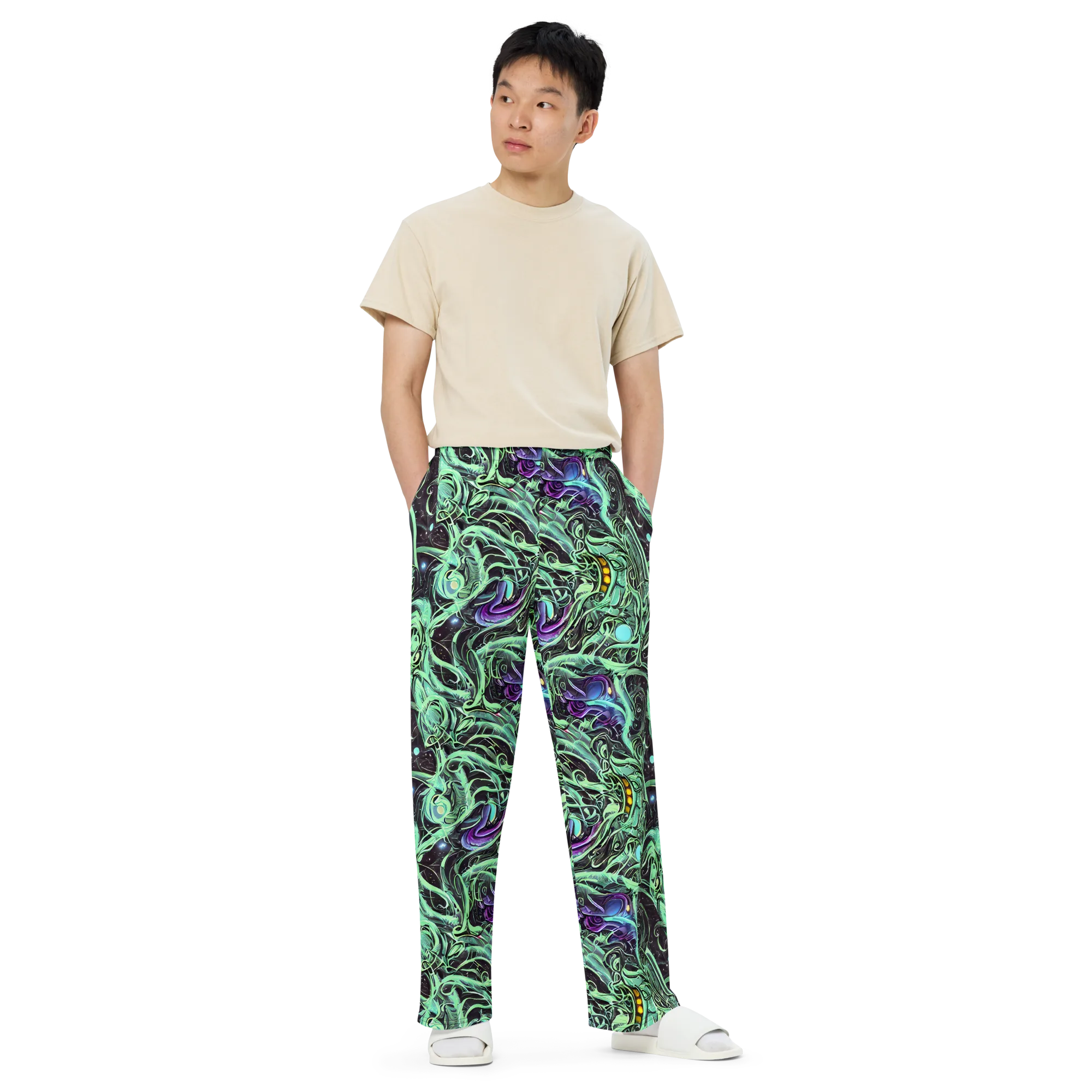 Mint Nebula on Wide-Leg Pants — Front