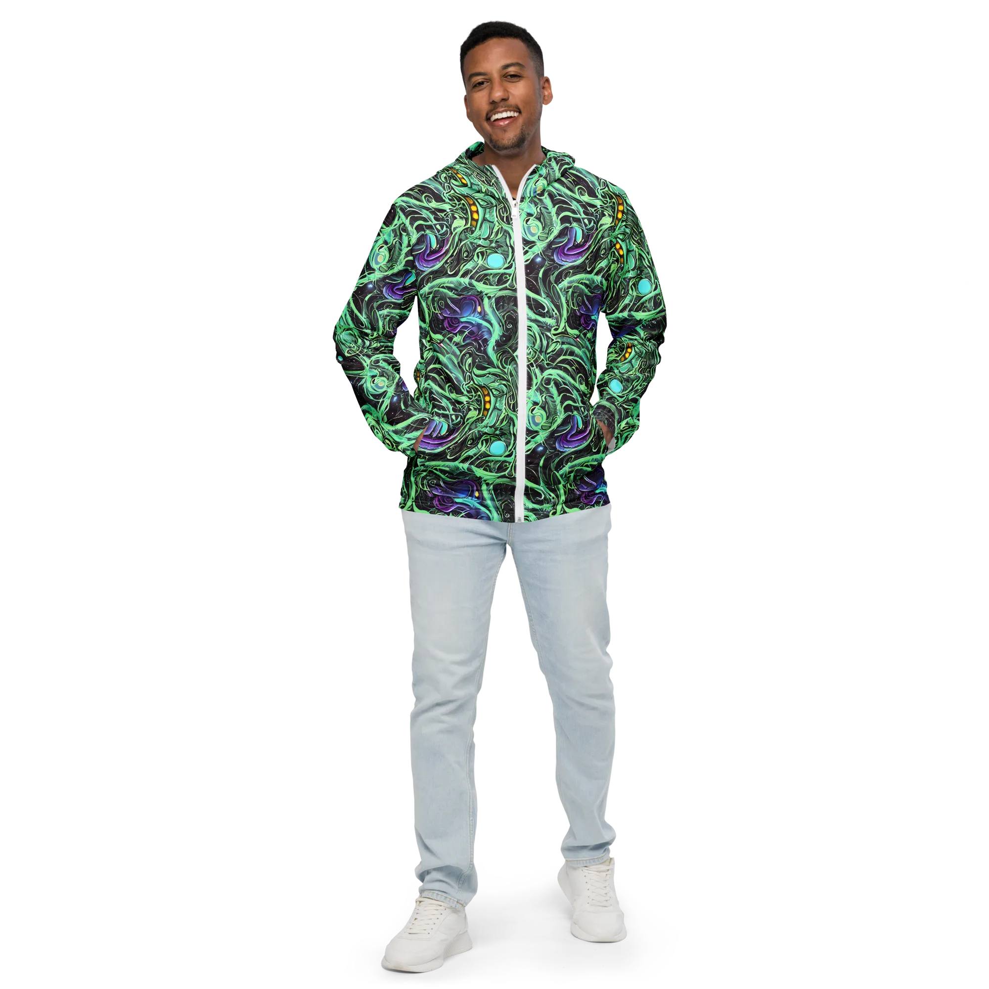 Mint Nebula on Men's Windbreaker — Front