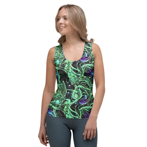Mint Nebula on a Women's Tank Top