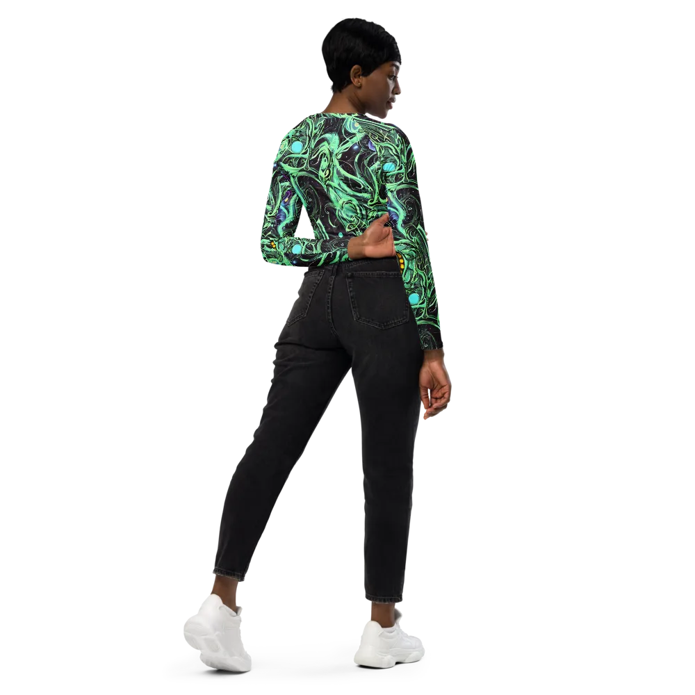 Mint Nebula on Long Sleeve Crop Top — Right Back