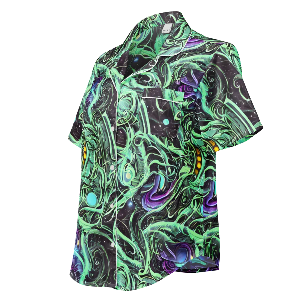 Mint Nebula on Women's Short Sleeve Pajama Top — Left Front