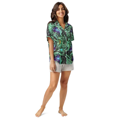 Mint Nebula on a Women's Short Sleeve Pajama Top