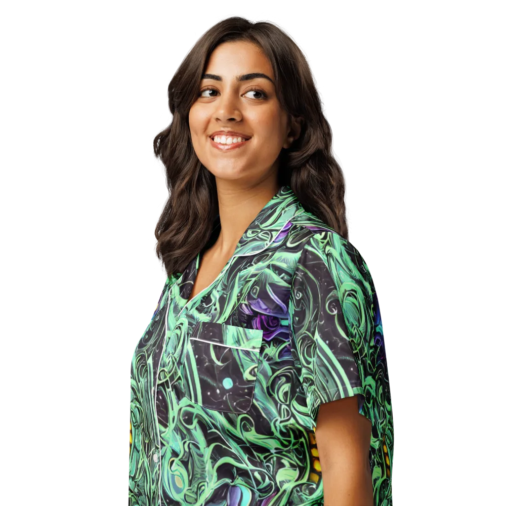 Mint Nebula on Women's Short Sleeve Pajama Top — Left Front