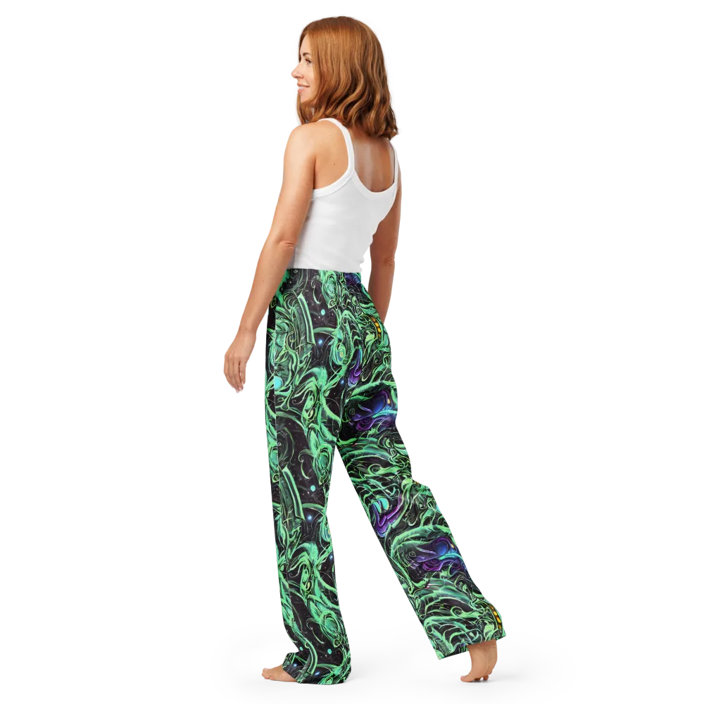 Mint Nebula on Women's Pajama Pants — Back