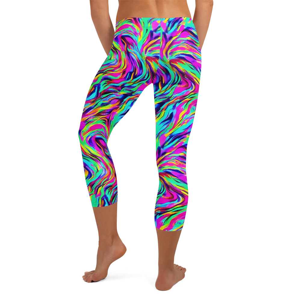 Rainbow Riot on Capri Leggings — Back