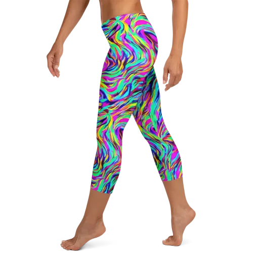 Rainbow Riot on a Capri Leggings