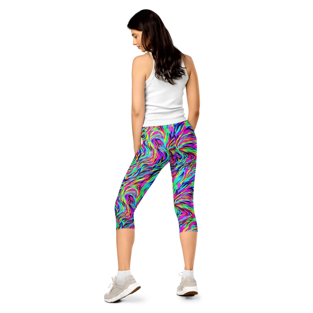 Rainbow Riot on Capri Leggings — Back