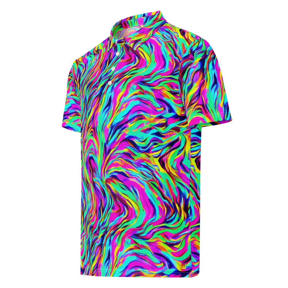 Rainbow Riot on Men's Slim Fit Polo Shirt — Left Front