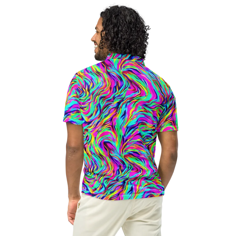 Rainbow Riot on Men's Slim Fit Polo Shirt — Back