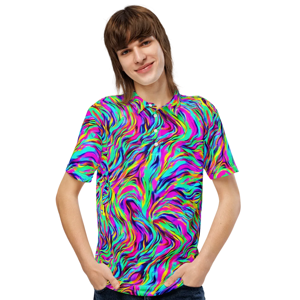 Rainbow Riot on Men's Slim Fit Polo Shirt — Front